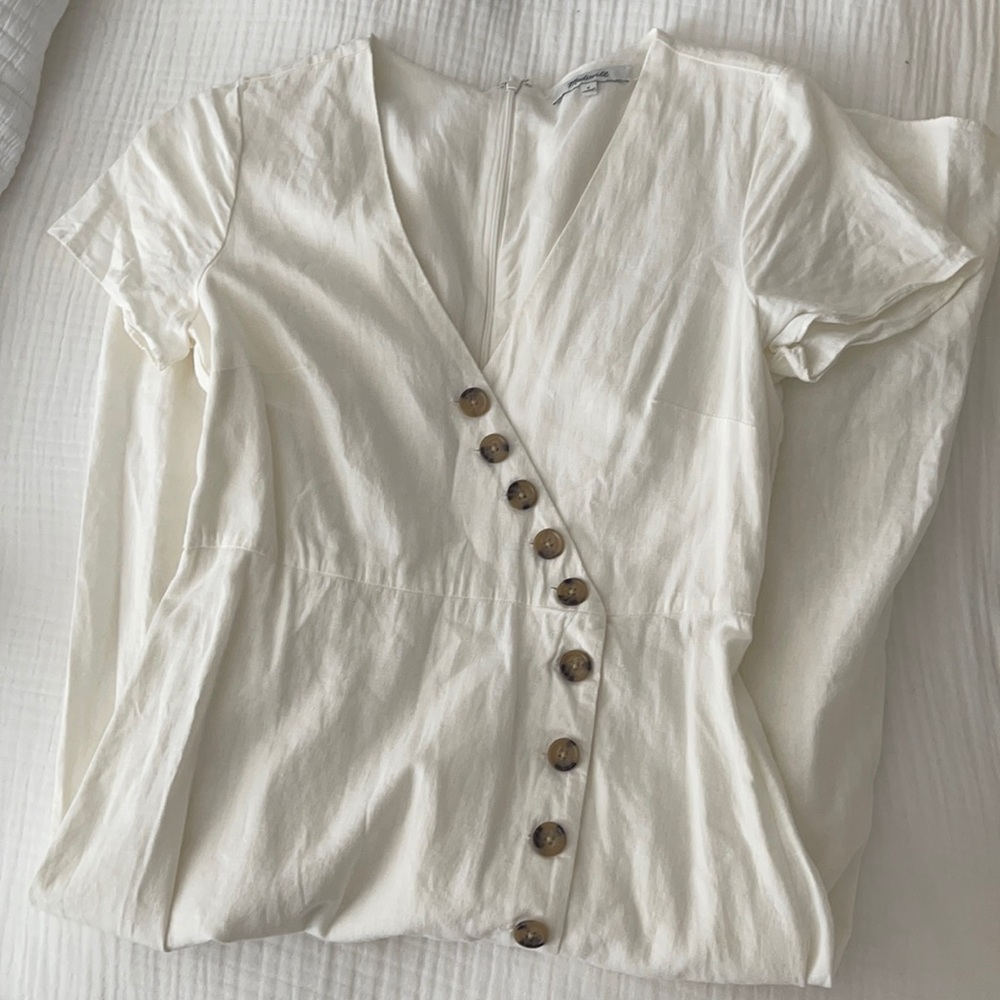 Madewell White Button-Front Midi Dress - Picture 2 of 3